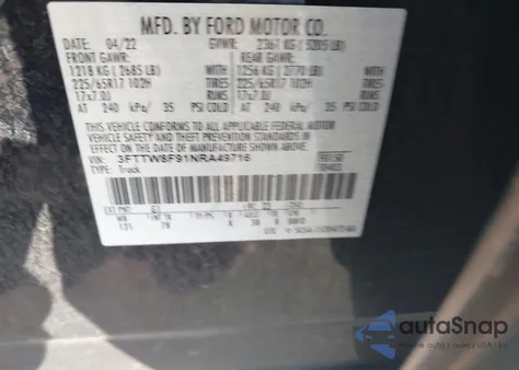 2022 Ford Maverick Xl/Xlt/Lariat z USA, uszkodzony, nr VIN 3FTTW8F91NRA49716